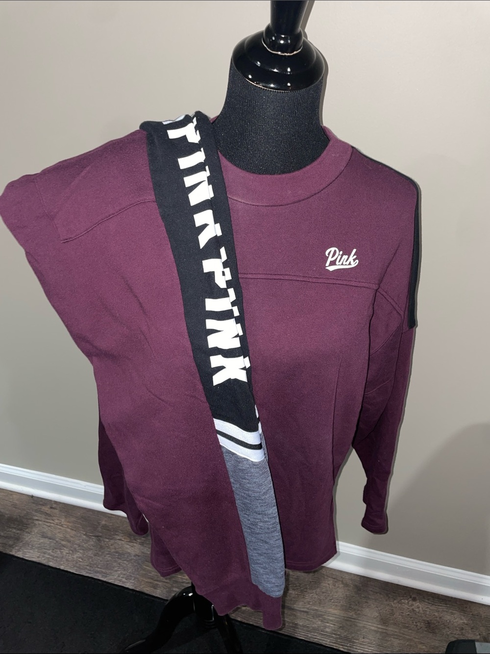 BUNDLE! PINK Victoria's Secret Deep Burgundy Pullover & sweatpants!